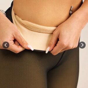 The Cozy Crew Cozy Cloudy Tights - Fleece Lined Women's Black and Tan